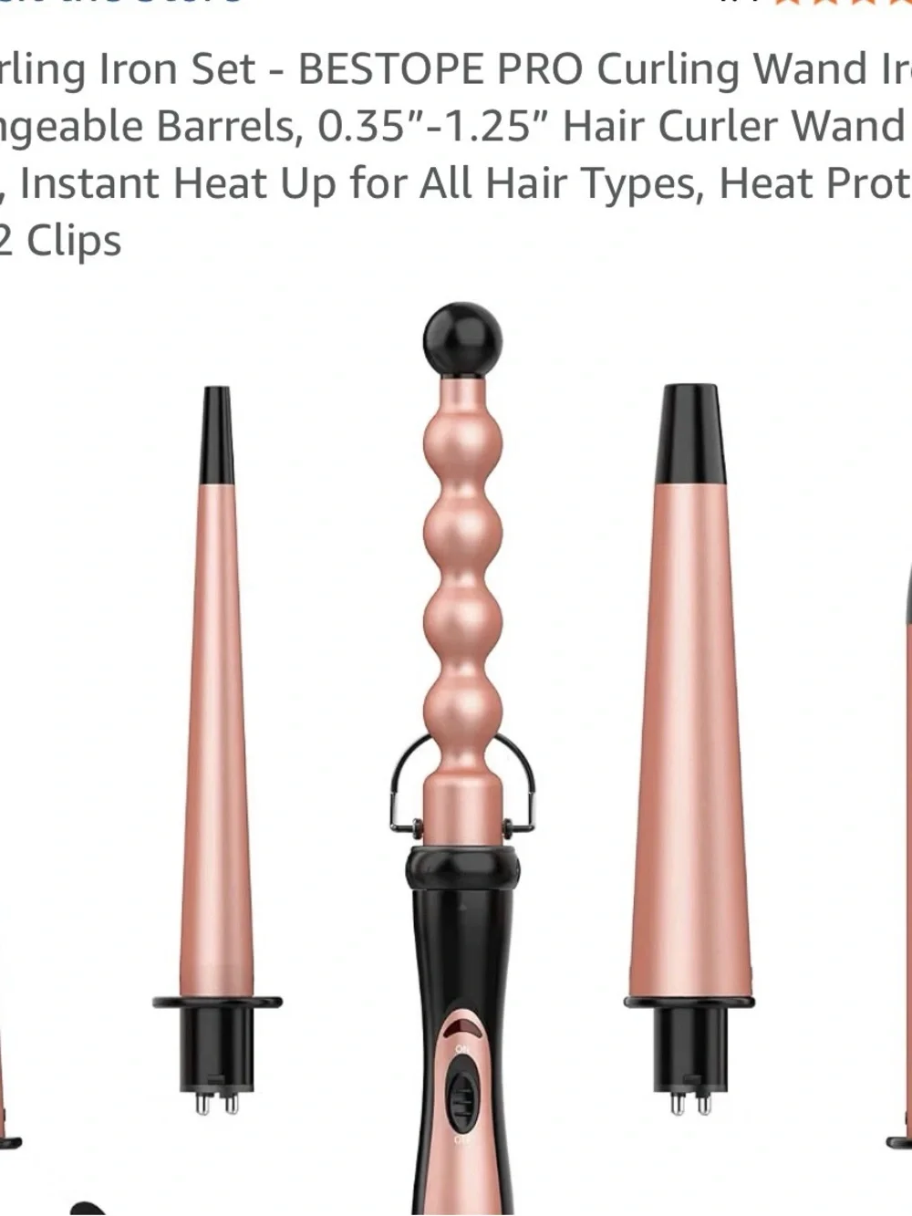 5 in 1 Curling Iron Set - BESTOPE PRO Curling Wand Iron - 0.35”-1.25” Barrels